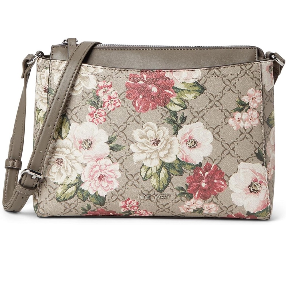 Nine West Bowie Mini Top Zip Crossbody Fall Cinder Floral New with tags
